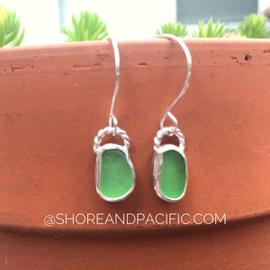 Kelly Green Sea Glass Earrings