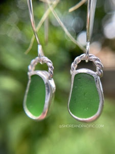 Kelly Green Sea Glass Earrings