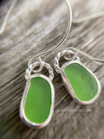 Load image into Gallery viewer, Kelly Green Sea Glass Earrings
